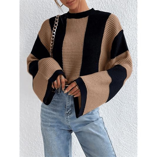Casual Simple Style Color Block Stripe Sweater