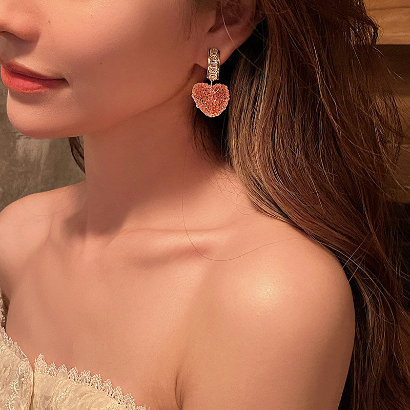 REINAREA Valentine's Day Heart Earrings: Sweet & Cute Studs for Women【104】