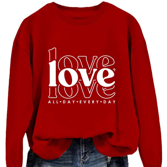 Valentines Day Sweatshirt 12 Colors Women Sweatshirt Long Sleeve Crew Neck Tops