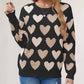 Valentine's Day Heart Pullover Round Neck Hand-Beaded Knitted Women's Sweater