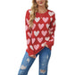 Valentine's Day Heart Pullover Round Neck Hand-Beaded Knitted Women's Sweater