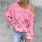 Valentine's Day Heart Print Cold Shoulder Top