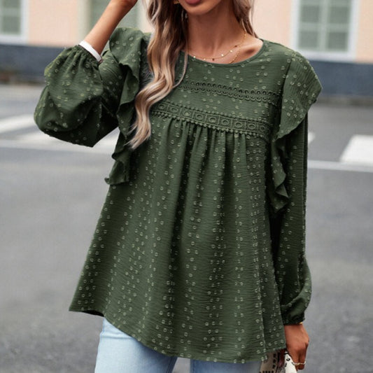 Solid Color Shirt Casual Long Sleeve Top