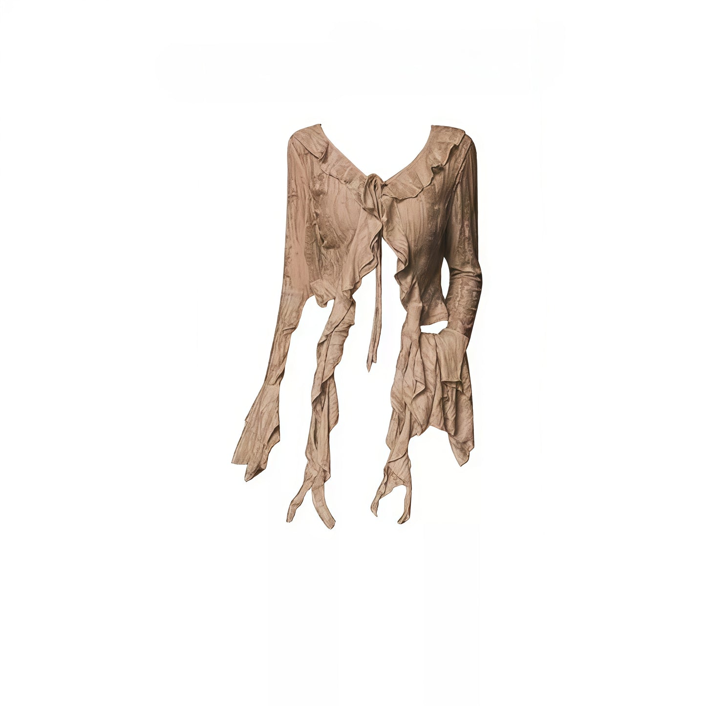 REINAREA | Vintage Wasteland Style Top | Irregular Ruffled Cami Dress Lace Midi Skirt | 3Pcs Grunge Y2K Layered Outfit Set