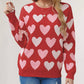 Valentine's Day Heart Pullover Round Neck Hand-Beaded Knitted Women's Sweater