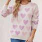 Valentine's Day Heart Pullover Round Neck Hand-Beaded Knitted Women's Sweater