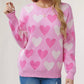 Valentine's Day Heart Pullover Round Neck Hand-Beaded Knitted Women's Sweater