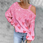 Valentine's Day Heart Print Cold Shoulder Top