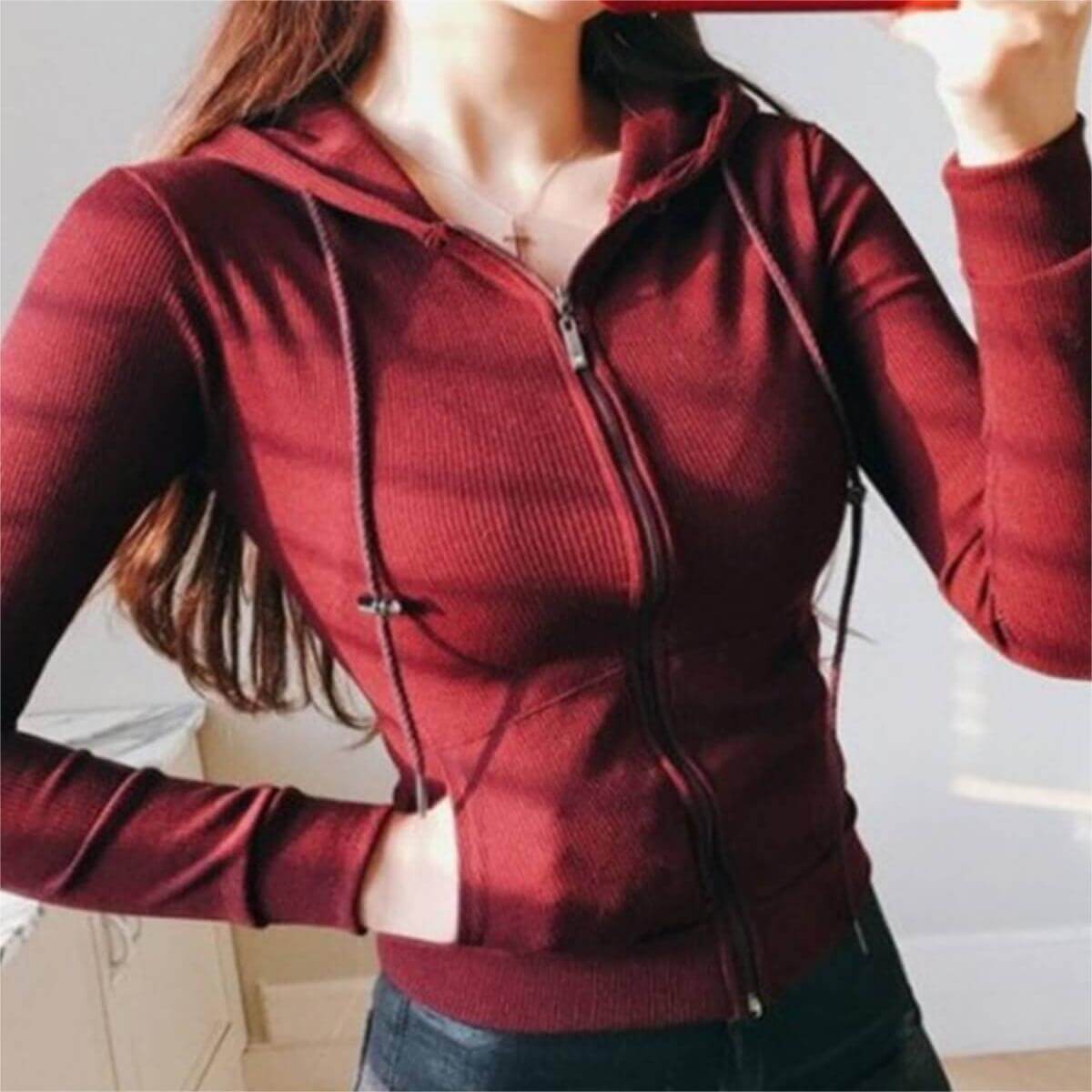 Zipper Cardigan Slim Sweatshirt