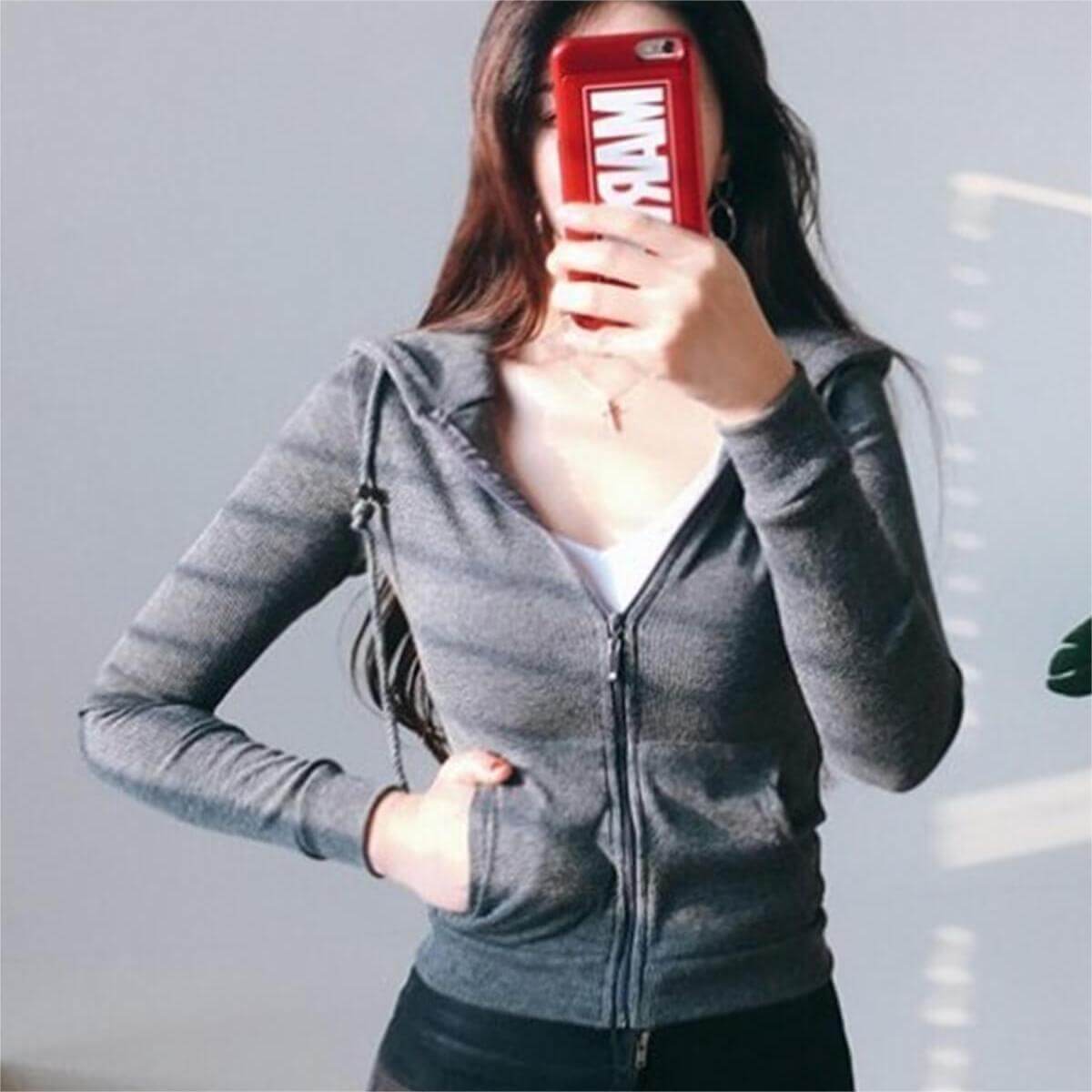 Zipper Cardigan Slim Sweatshirt