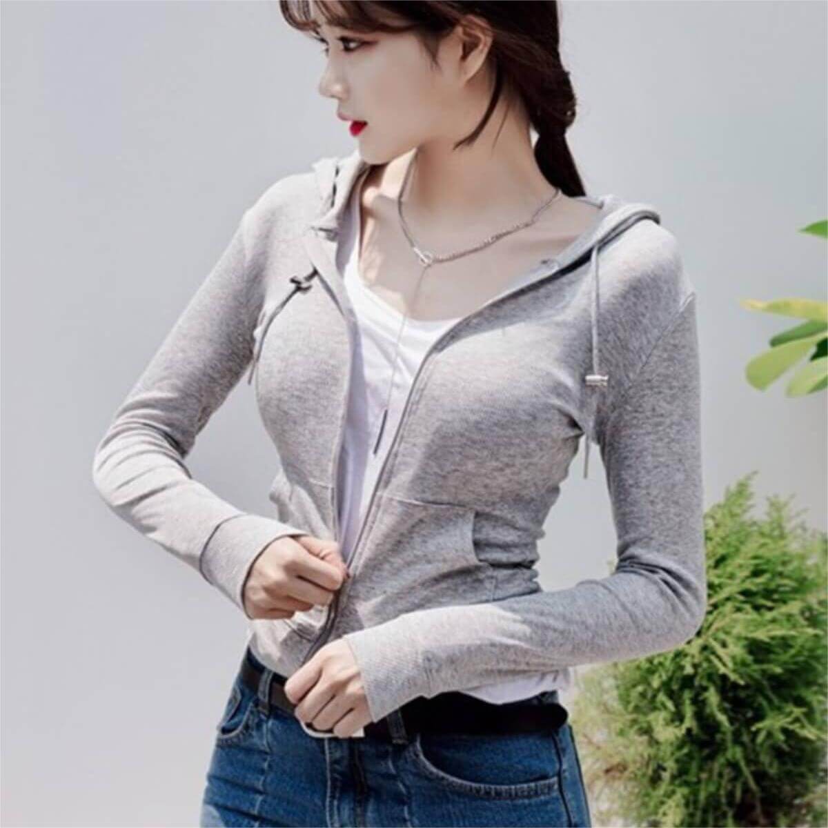 Zipper Cardigan Slim Sweatshirt