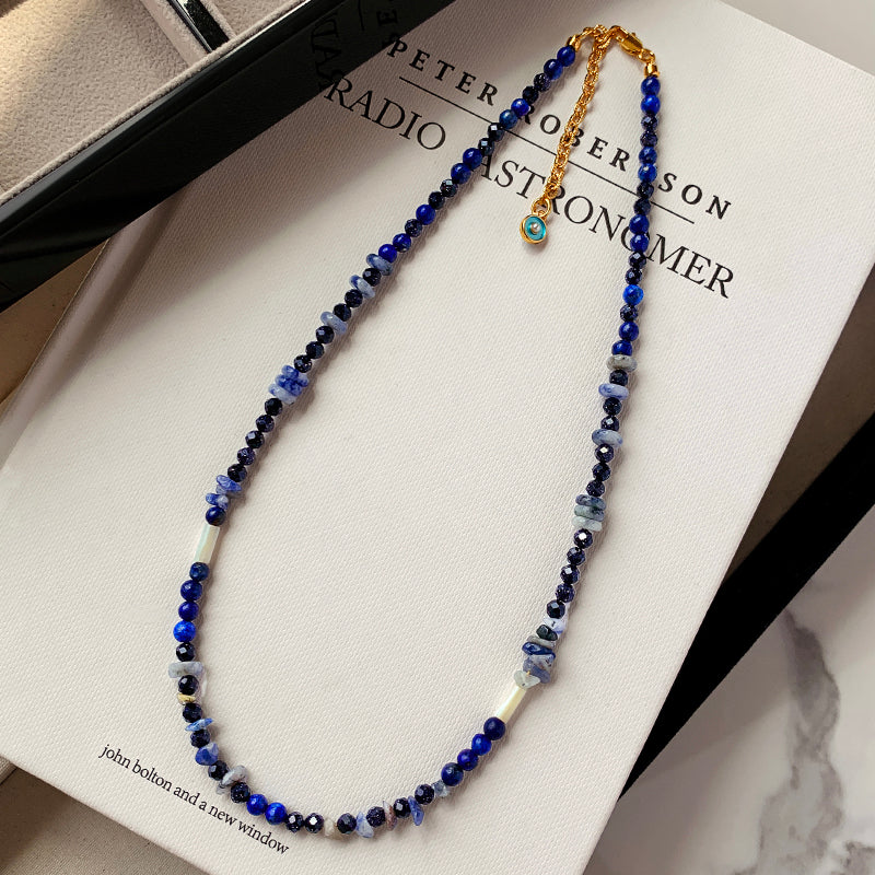 REINAREA Women’s Natural Pearl & Rainbow Stone Dopamine Beaded Necklace - Autumn & Winter Clavicle & Sweater Chain【059】