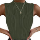 Women's Sleeveless Mock Neck Textured Tank Top