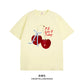 Women's Graphic Tee - Short Sleeve Cherry Bow Letter Print Round Neck T-Shirt - Summer Dopamine Top - Colorful & Playful Style