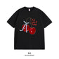 Women's Graphic Tee - Short Sleeve Cherry Bow Letter Print Round Neck T-Shirt - Summer Dopamine Top - Colorful & Playful Style