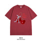 Women's Graphic Tee - Short Sleeve Cherry Bow Letter Print Round Neck T-Shirt - Summer Dopamine Top - Colorful & Playful Style