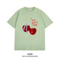 Women's Graphic Tee - Short Sleeve Cherry Bow Letter Print Round Neck T-Shirt - Summer Dopamine Top - Colorful & Playful Style