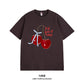Women's Graphic Tee - Short Sleeve Cherry Bow Letter Print Round Neck T-Shirt - Summer Dopamine Top - Colorful & Playful Style