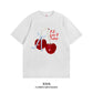 Women's Graphic Tee - Short Sleeve Cherry Bow Letter Print Round Neck T-Shirt - Summer Dopamine Top - Colorful & Playful Style