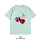 Women's Graphic Tee - Short Sleeve Cherry Bow Letter Print Round Neck T-Shirt - Summer Dopamine Top - Colorful & Playful Style