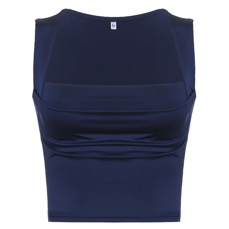 Low-cut square neck solid colour sexy camisole vest