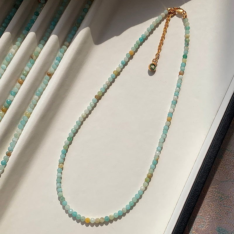 REINAREA Women’s Natural Pearl & Rainbow Stone Dopamine Beaded Necklace - Autumn & Winter Clavicle & Sweater Chain【059】
