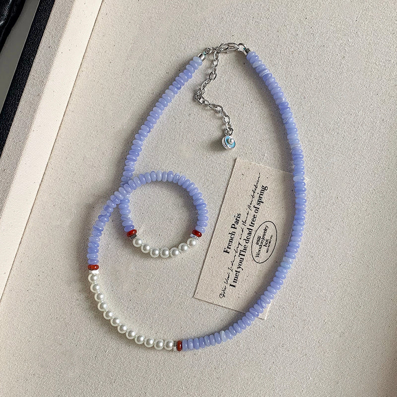 REINAREA Women’s Natural Pearl & Rainbow Stone Dopamine Beaded Necklace - Autumn & Winter Clavicle & Sweater Chain【059】