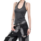 REINAREA | Women Striped Ribbed Halter Tank Top | U Neck Backless Slim Fit Cropped Layering Cami