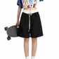 REINAREA | Women's Vintage Striped Wide-Leg Suit Shorts | High Waist Straight Leg 2026 Summer Casual Pants