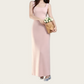 REINAREA | Women Square Neck Back Cutout Midi Knit Dress | French Pink Sleeveless Slim Bodycon Slip Dress
