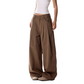 REINAREA | Fall 2026 New Arrival Women's Vintage Brown Wide Leg Cargo Pants | High Waisted Pleated Barrel Leg Relaxed Fit Casual Trousers for Streetwear Daily Wear
