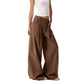 REINAREA | Fall 2026 New Arrival Women's Vintage Brown Wide Leg Cargo Pants | High Waisted Pleated Barrel Leg Relaxed Fit Casual Trousers for Streetwear Daily Wear