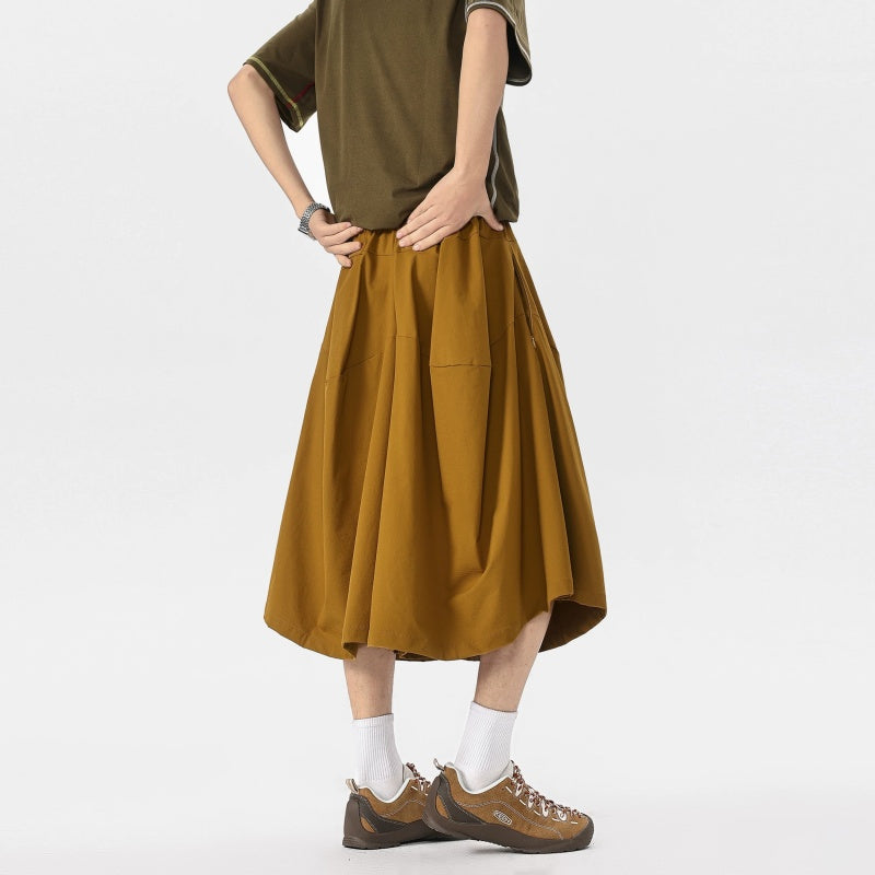REINAREA | High Street Vibe Wide Leg Cropped Shorts | Vintage American Outdoor Summer 7/8 Length Pants