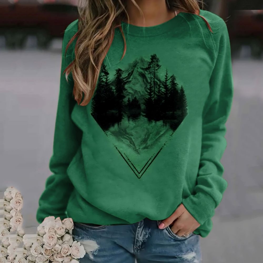 Crew Neck Printed Long Sleeve Sweatshirt