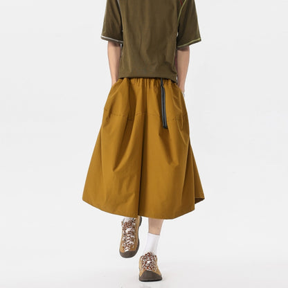 REINAREA | High Street Vibe Wide Leg Cropped Shorts | Vintage American Outdoor Summer 7/8 Length Pants