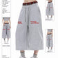 REINAREA | American Street Style Plaid Patchwork Sweat Shorts | Women's Baggy Wide Leg 7/8 Pants