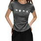 REINAREA | Women Side Ruched Crop T-Shirt | Cute Cartoon Puppy Print Slim Fit Short Sleeve Crew Neck Top