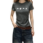 REINAREA | Women Side Ruched Crop T-Shirt | Cute Cartoon Puppy Print Slim Fit Short Sleeve Crew Neck Top
