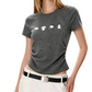 REINAREA | Women Side Ruched Crop T-Shirt | Cute Cartoon Puppy Print Slim Fit Short Sleeve Crew Neck Top