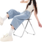 REINAREA | Women Striped Wide Leg Capri Jeans | Drawstring Bead Tassel Waist Loose Cropped Denim Culottes