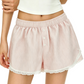 REINAREA | Women Striped Lace Trim Casual Shorts | Elastic Waist Button Front Loose Summer Lounge Shorts