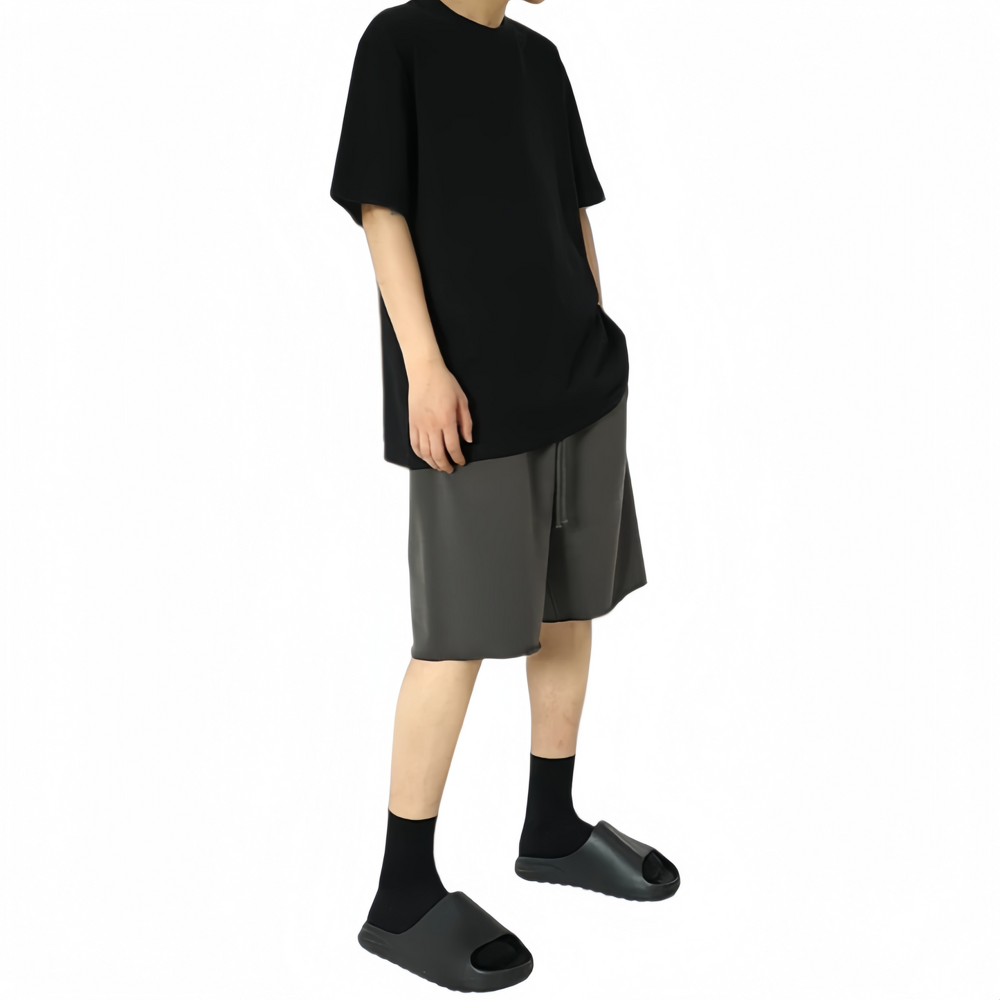 REINAREA | Vintage Washed High Street Sweat Shorts | Unisex Loose Straight Leg Summer 5 Inch Casual Pants with Raw Hem