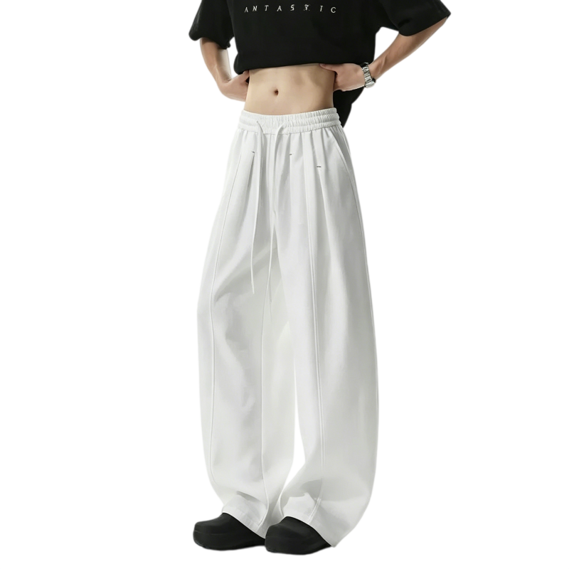 REINAREA | Men's Linen-Like Wide Leg Pants | Summer Lightweight Drapey Straight Leg Casual Trousers