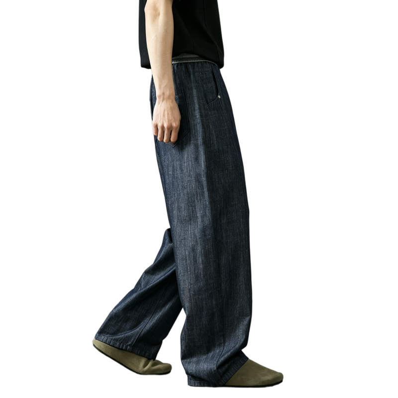 REINAREA | Men's American Linen-Like Barrel Jeans | Summer Lightweight Baggy Wide Leg Relaxed Casual Trousers