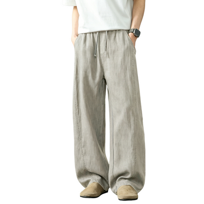 REINAREA | Men's American Linen-Like Barrel Jeans | Summer Lightweight Baggy Wide Leg Relaxed Casual Trousers