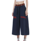 REINAREA | American Street Style Plaid Patchwork Sweat Shorts | Women's Baggy Wide Leg 7/8 Pants