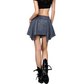 REINAREA | Women Plaid Skirt‑Overlay Denim Shorts | Y2K Raw Hem Tie‑Up Asymmetrical Jean Shorts