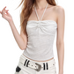 REINAREA | Women Polka Dot Ruched Halter Crop Top | Sexy Slim Fit Y2K Sleeveless Cami Vest
