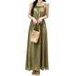 REINAREA | Women's thin spaghetti strap maxi slip dress | ruffled textured flowy vacation long dress