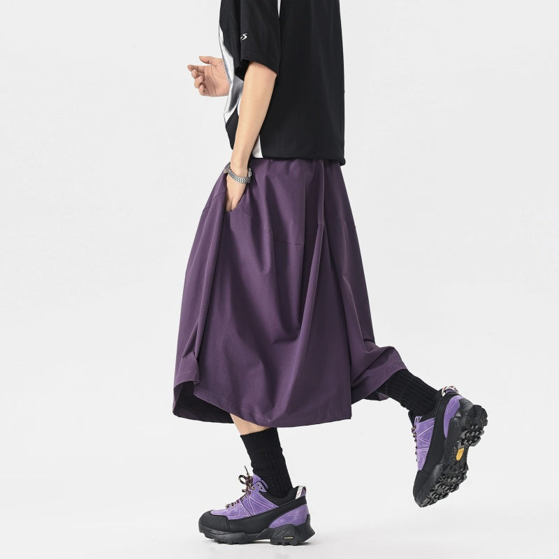REINAREA | High Street Vibe Wide Leg Cropped Shorts | Vintage American Outdoor Summer 7/8 Length Pants